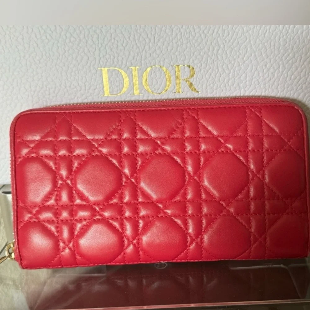 Christian Dior Fuchsia Long Zip Wallet With Charms